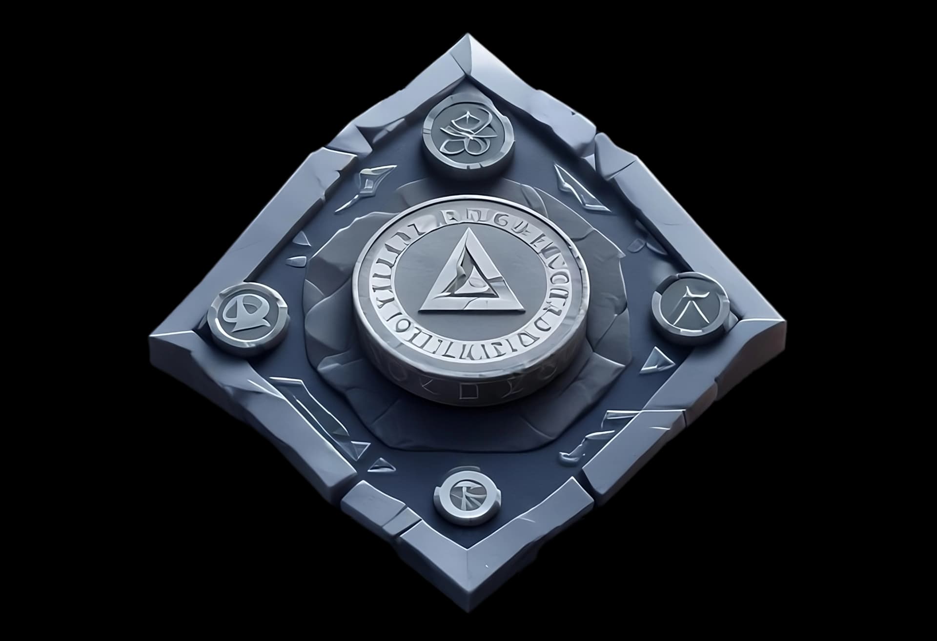 A photorealistic expertly rendered gray 3D coin